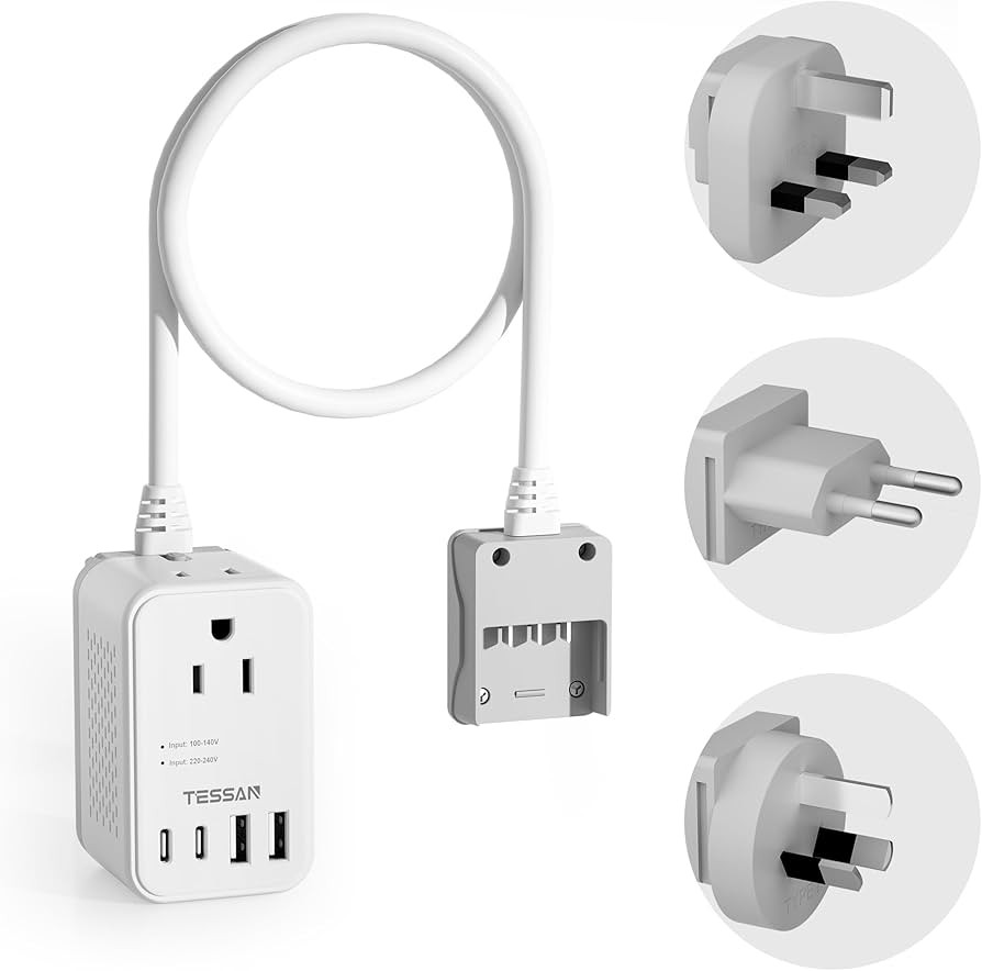 TESSAN 220 to 110 Voltage Converter US to Europe, International Travel Power Adapter with 4 USB P... | Amazon (US)