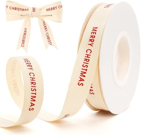 20 Yards Christmas Cotton Ribbon, Elegant Ribbons for Craft Gift Wrapping, Herringbone Custom Rib... | Amazon (US)