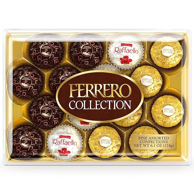 Ferrero Collection, 16 Count, Premium Gourmet Assorted Hazelnut Milk Chocolate, Dark Chocolate An... | Amazon (US)