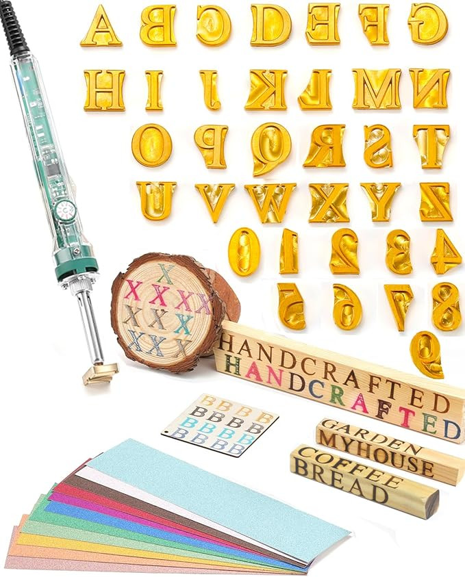 1/2" Wood Burning Letter Kit with Electric Branding Iron, 36 Pcs Wood Burning Kit with Letter & N... | Amazon (US)