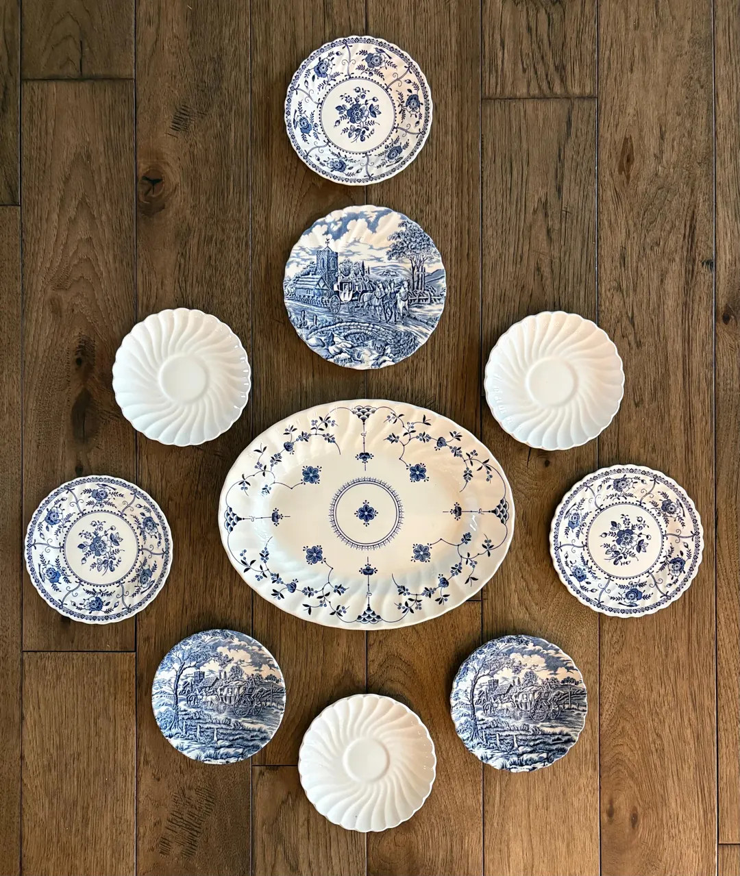 Vintage Blue and White Transferware Plates English Cottage Tableware ~ Gallery Wall Decor | Etsy (US)