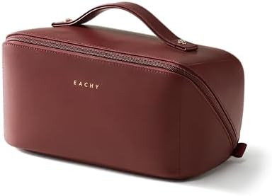 EACHY Travel Makeup Bag,Large Capacity Cosmetic Bags for Women,Waterproof Portable Pouch Open Fla... | Amazon (US)