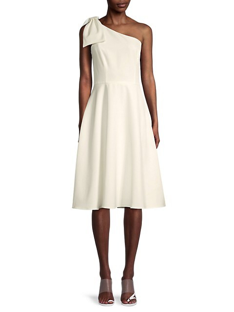 Gal Meets Glam ​One-Shoulder Bow Fit-&amp;-Flare Dress on SALE | Saks OFF 5TH | Saks Fifth Avenue OFF 5TH