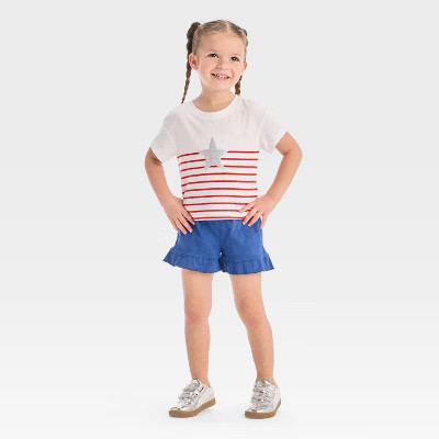 Toddler Girls' Americana Striped Shirt & Shorts Set - Cat & Jack™ | Target