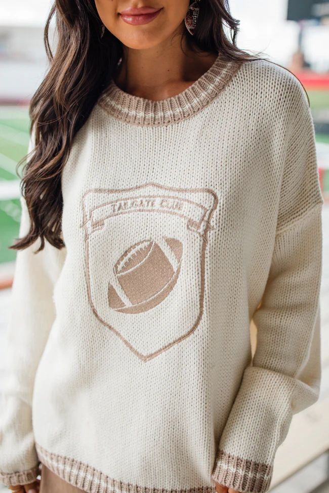 Tailgate Club Cream And Brown Sweater | Pink Lily