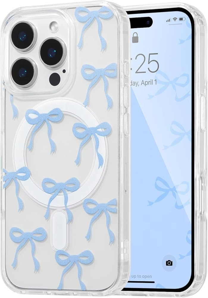 UEEBAI Magnetic for iPhone 16 Pro Max Case, Bow Case Compatible with MagSafe, Wireless Slim Clear... | Amazon (US)