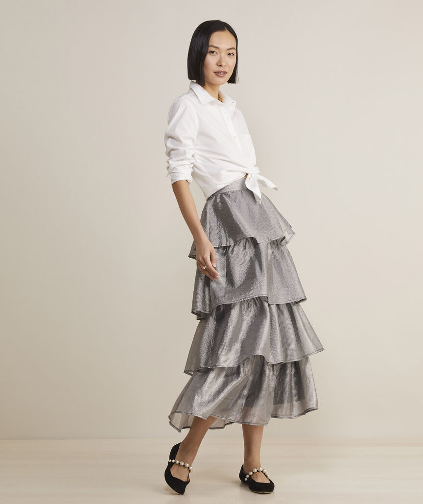 Metallic Check Maxi Skirt | vineyard vines