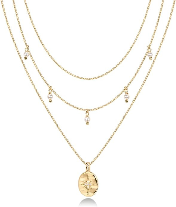 PAVOI 14K Gold Plated Layering Necklaces | Stylish Minimalist Design Pendant Necklaces | Bar, Lot... | Amazon (US)