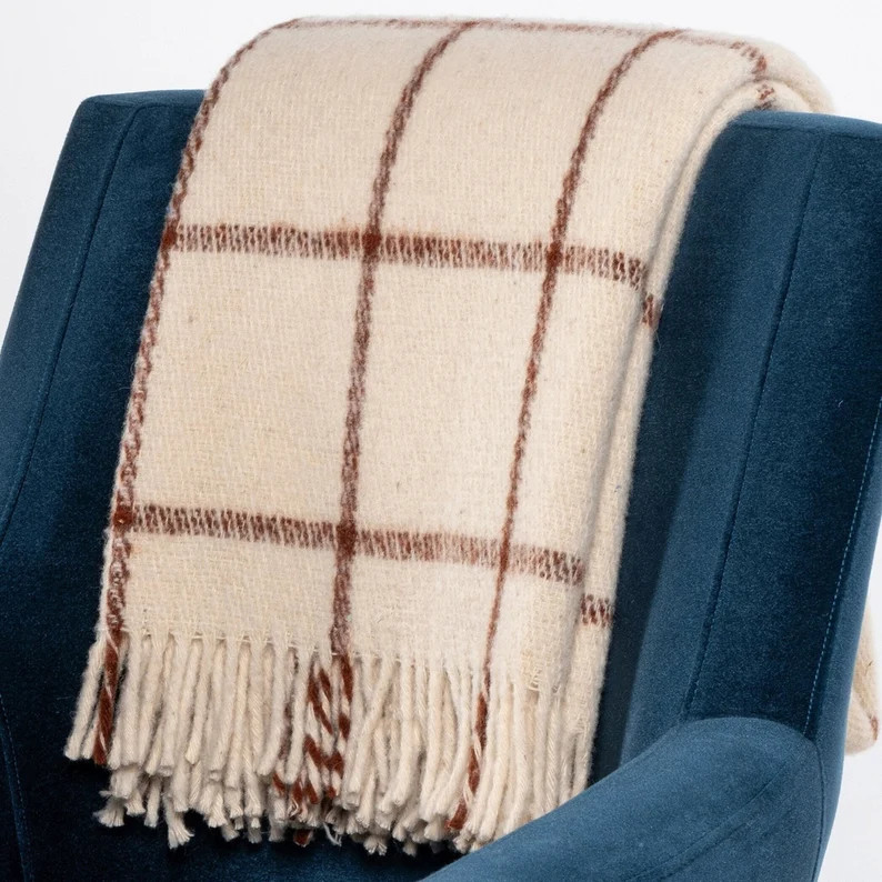100% WOOL PLAID Throw Woven Blanket Durable Soft Merino Couch - Etsy Canada | Etsy (CAD)