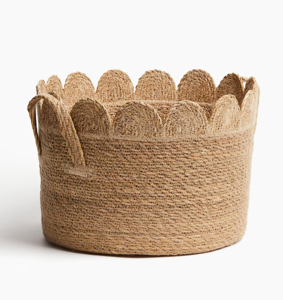 Sea grass scalloped basket with handles! 

Perfect for bedroom storage and playroom 

#LTKKids #LTKHome #LTKFamily