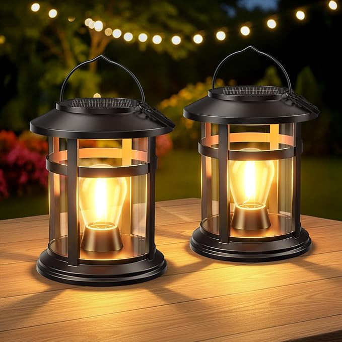 Solar Lantern Outdoor Waterproof, 2 Pack Bright Hanging Solar Lights for Outside Decorative, Upgr... | Amazon (US)