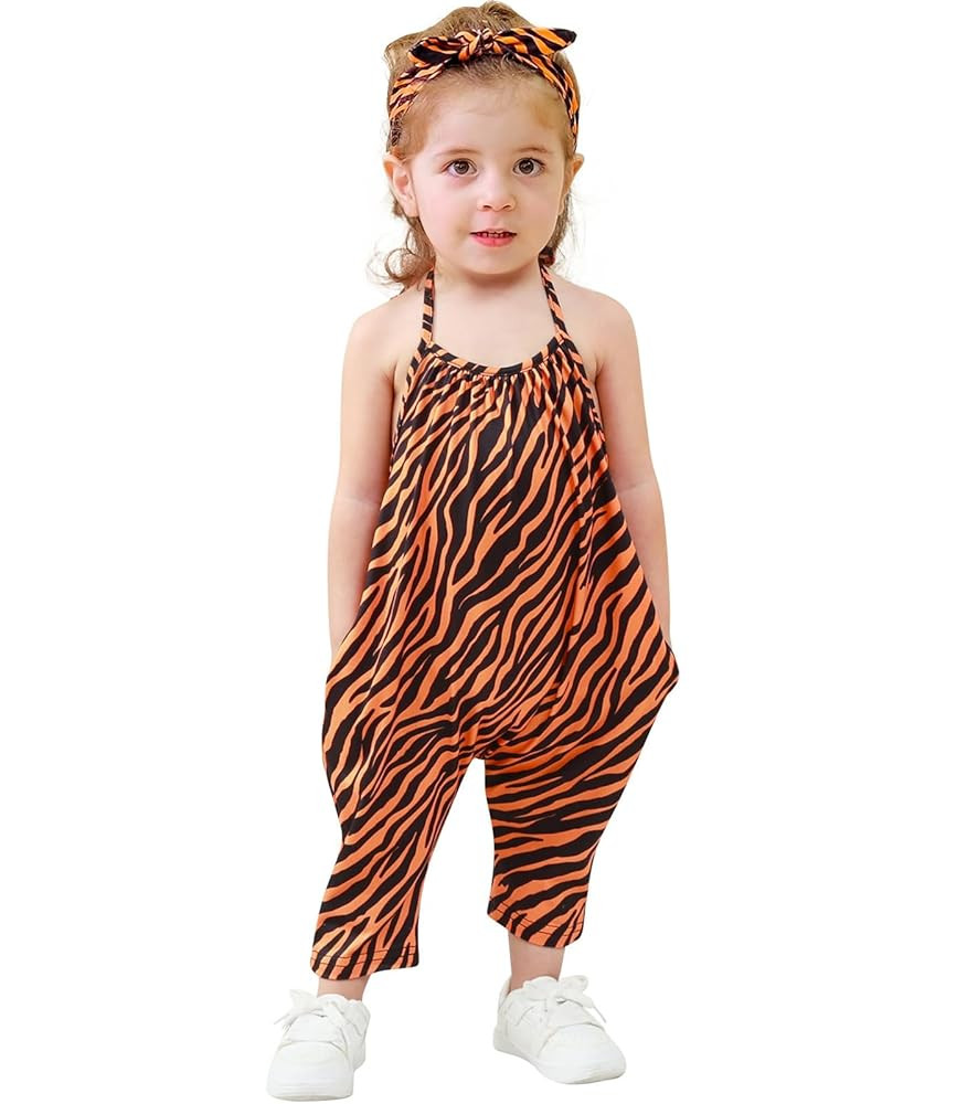 RAISEVERN Toddler Girls Romper Jumpsuit Baby kids Strap Playsuit Summer Outfits Clothes with Head... | Amazon (US)
