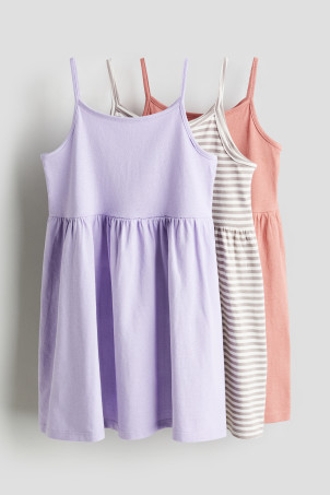 Cotton Jersey Dress - Dusty rose/striped - Kids | H&M US | H&M (US + CA)