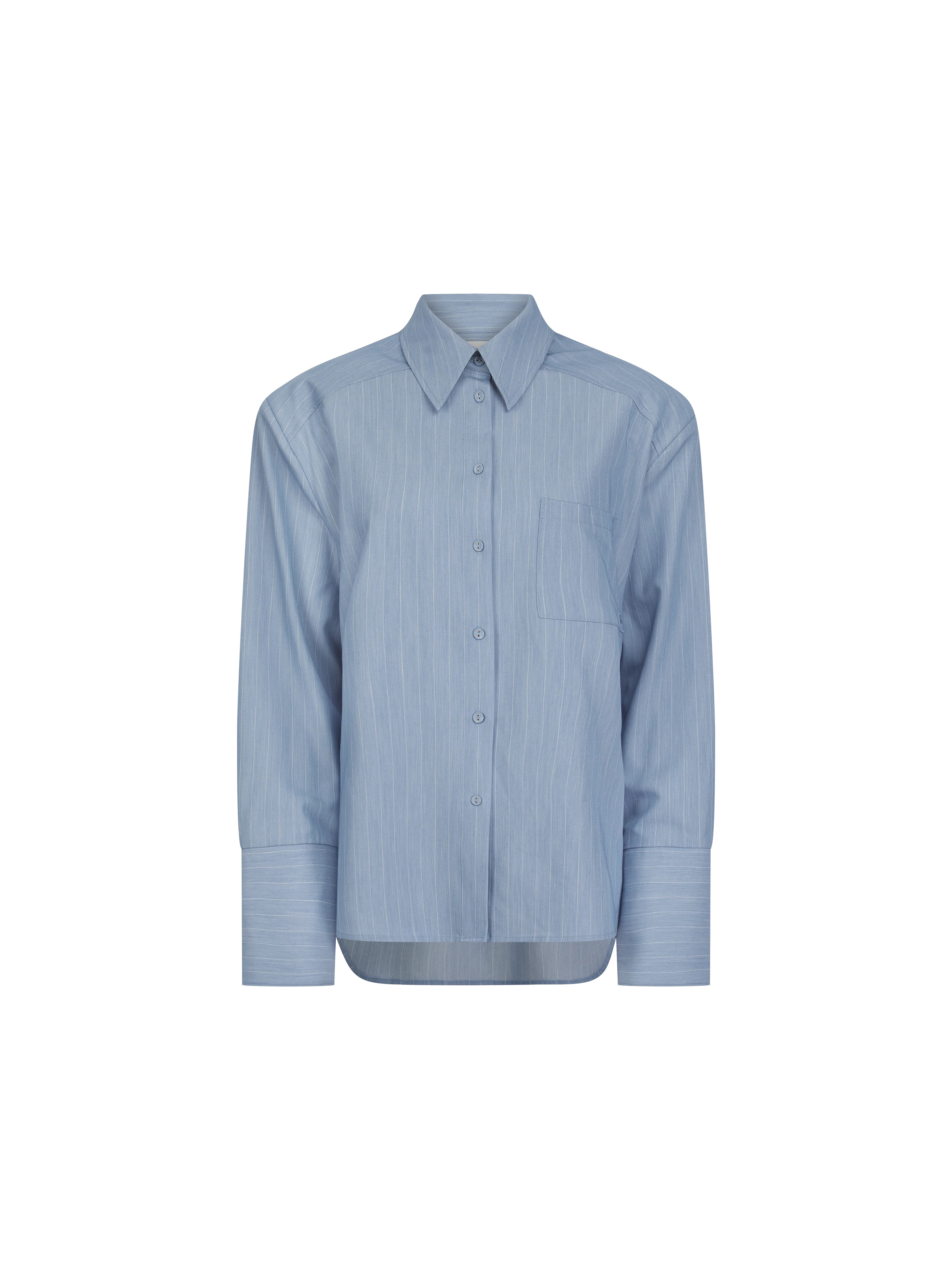 Pinstripe Oversized Shirt - Washed Blue | Maebe