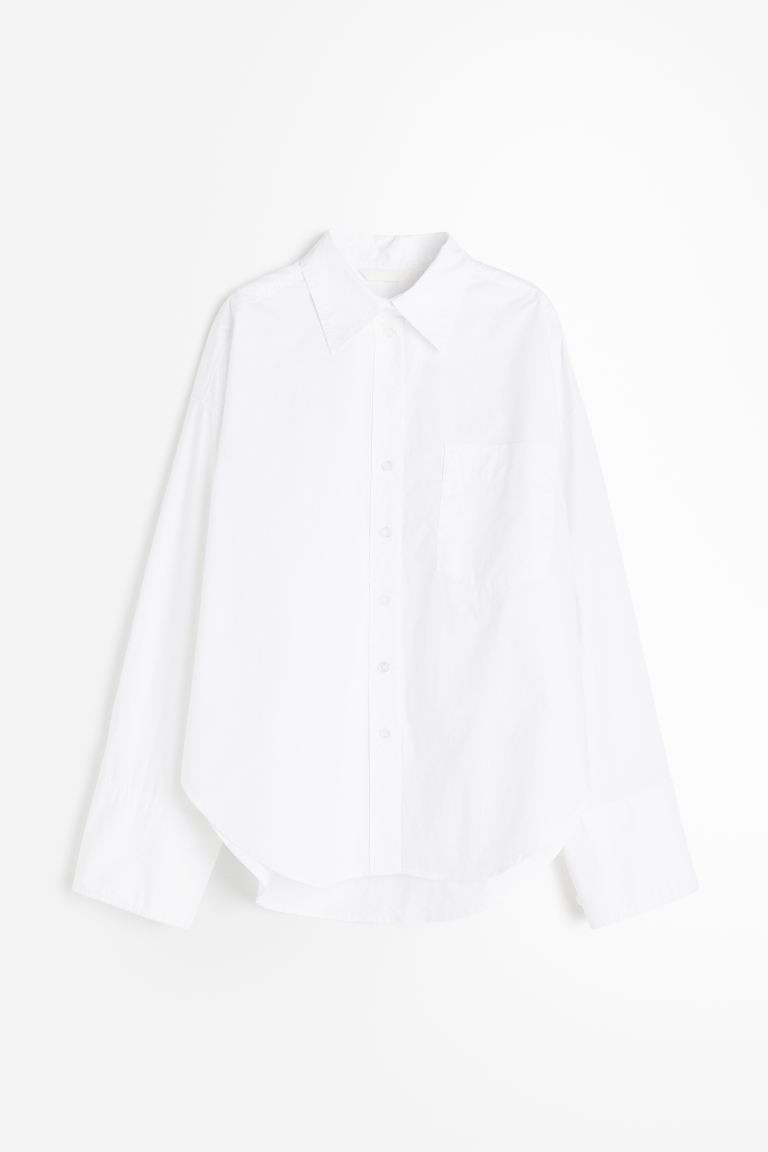 Oversized cotton shirt - White - Ladies | H&M GB | H&M (UK, MY, IN, SG, PH, TW, HK)