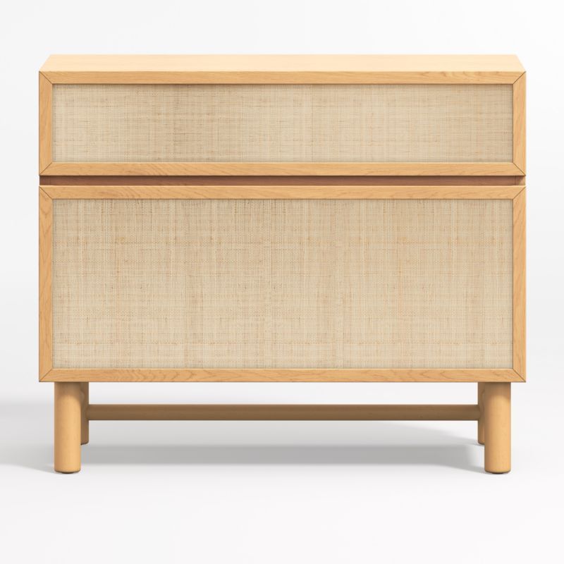 Granger Large Grasscloth & Natural Oak File Cabinet | Crate and Barrel | Crate & Barrel