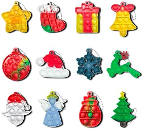 12Pcs Christmas Mini Pop Keychain Fidget Toys, Mini Pop Bubble Christmas Fidget Toy,Silicone Mini... | Amazon (US)