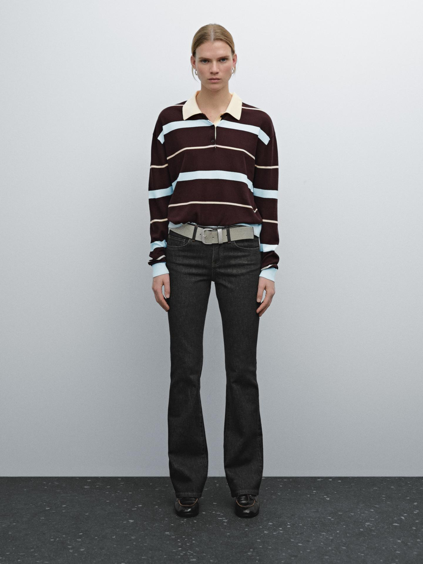 Striped knit sweater with polo collar £69.95 | Massimo Dutti UK