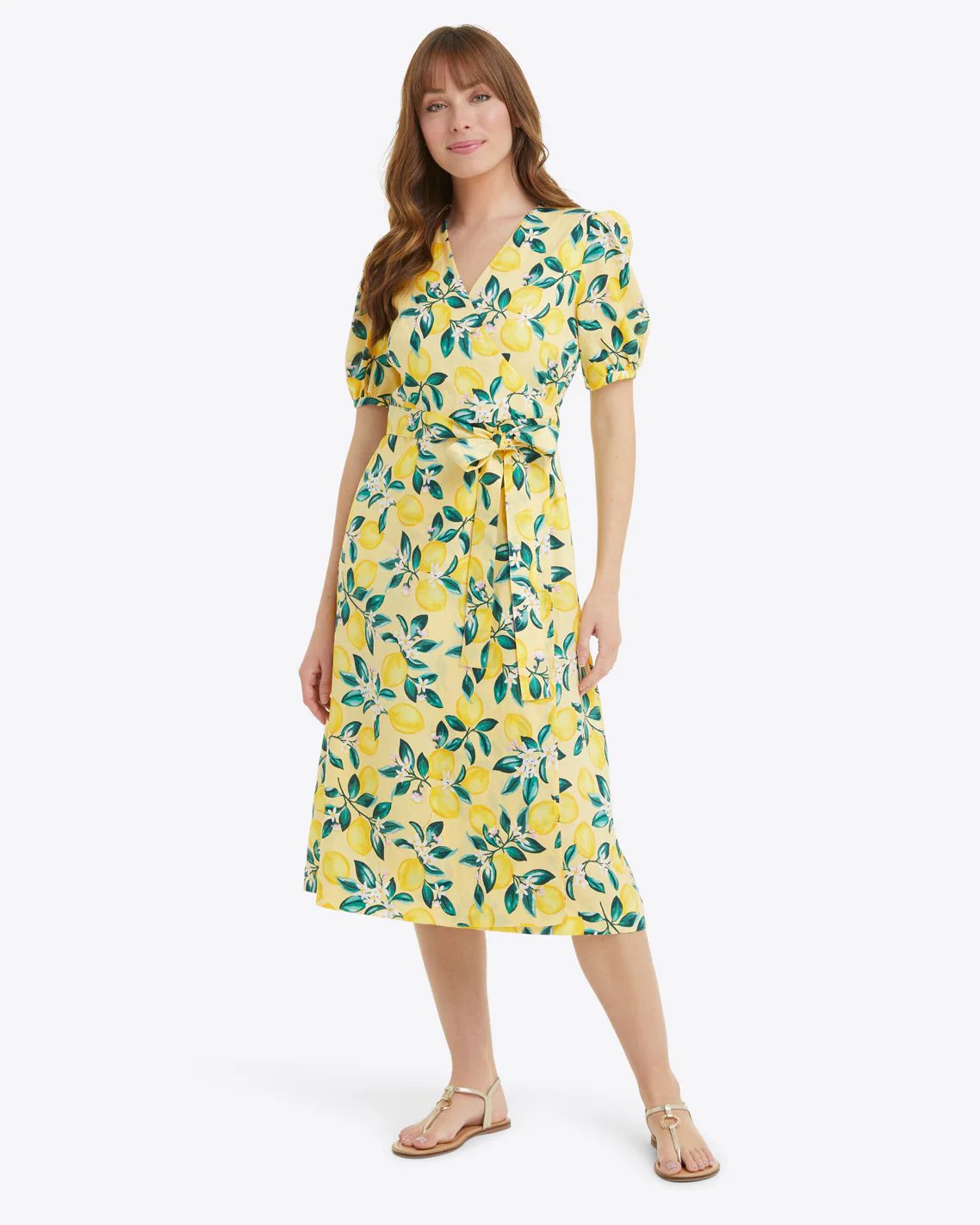 Miranda Midi Wrap Dress in Lemon Blossom | Draper James (US)