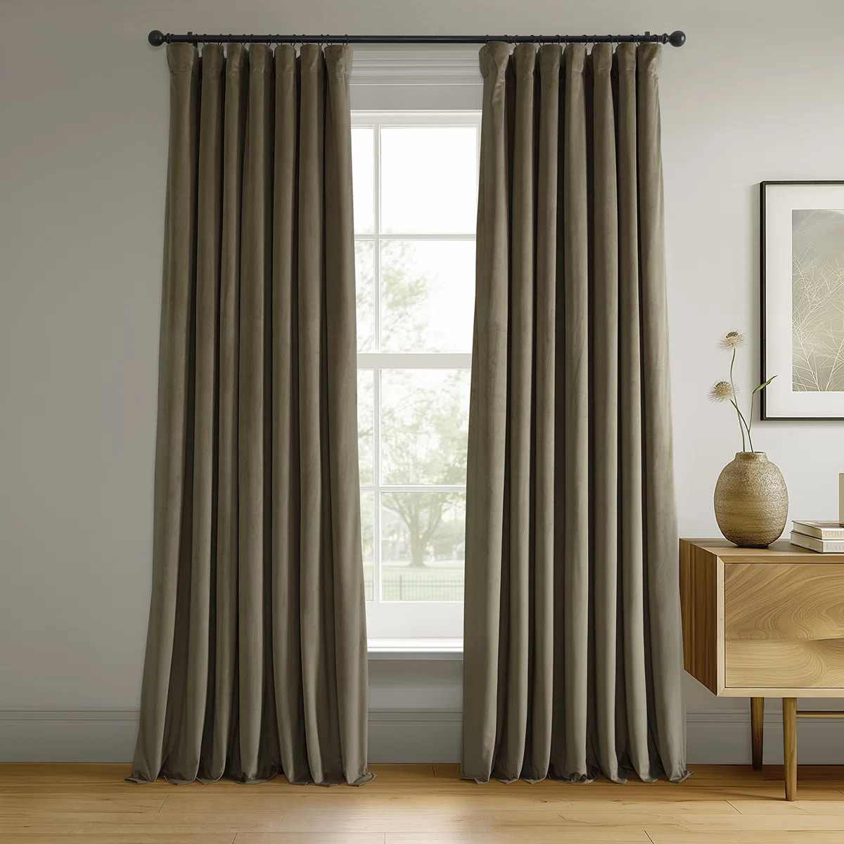Olivia Signature Velvet Curtains, Blackout Curtains for Living Room Large Window Single Panel | Wayfair North America