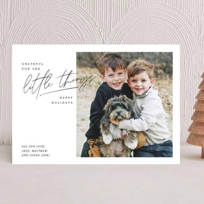 "grateful things" - Customizable Holiday Photo Cards in Black by Lindsay Stetson Thompson. | Minted