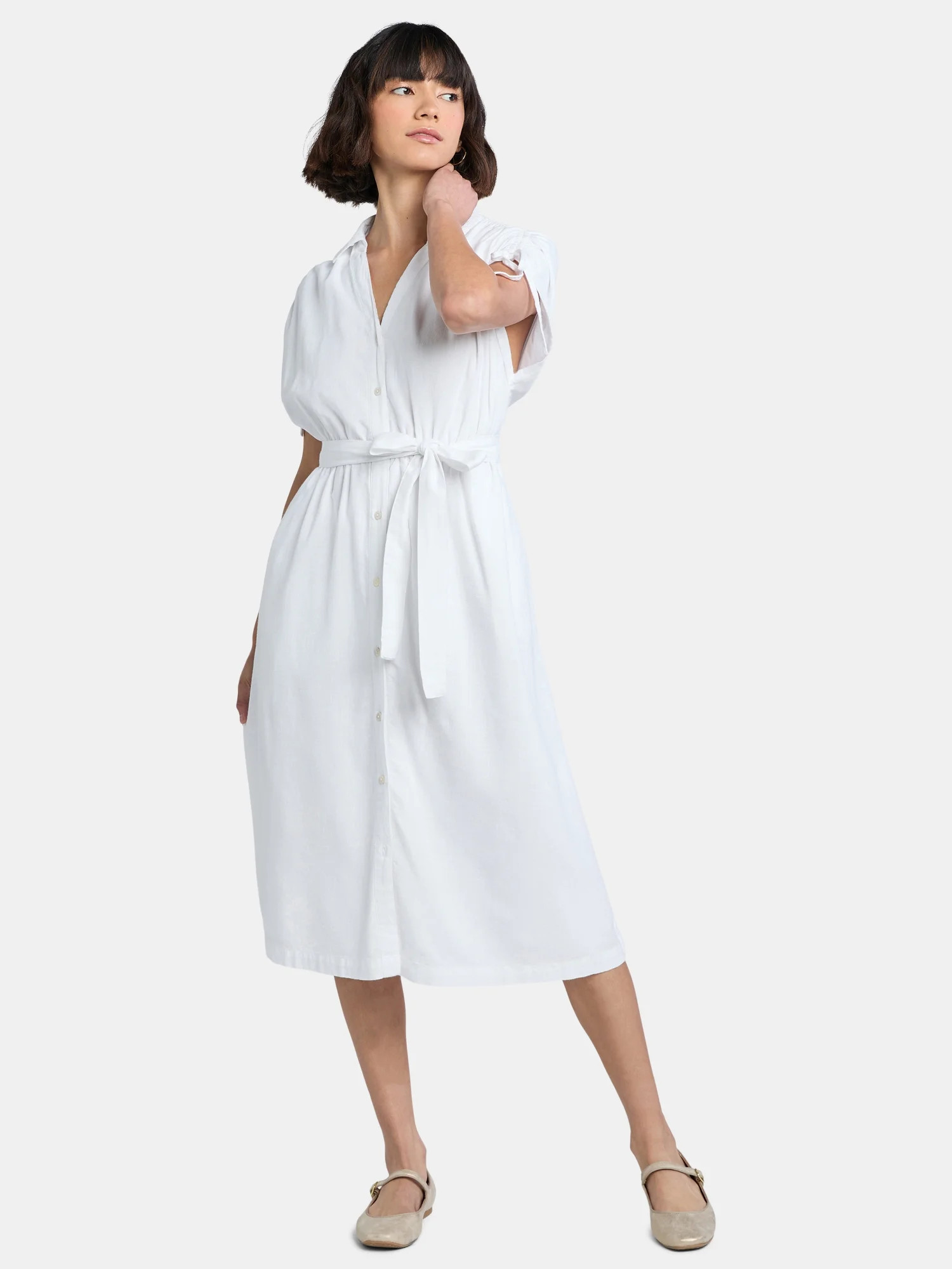 Time and Tru Women's and Women's Plus Midi Shirtdress, Sizes XS-4X | Walmart (US)
