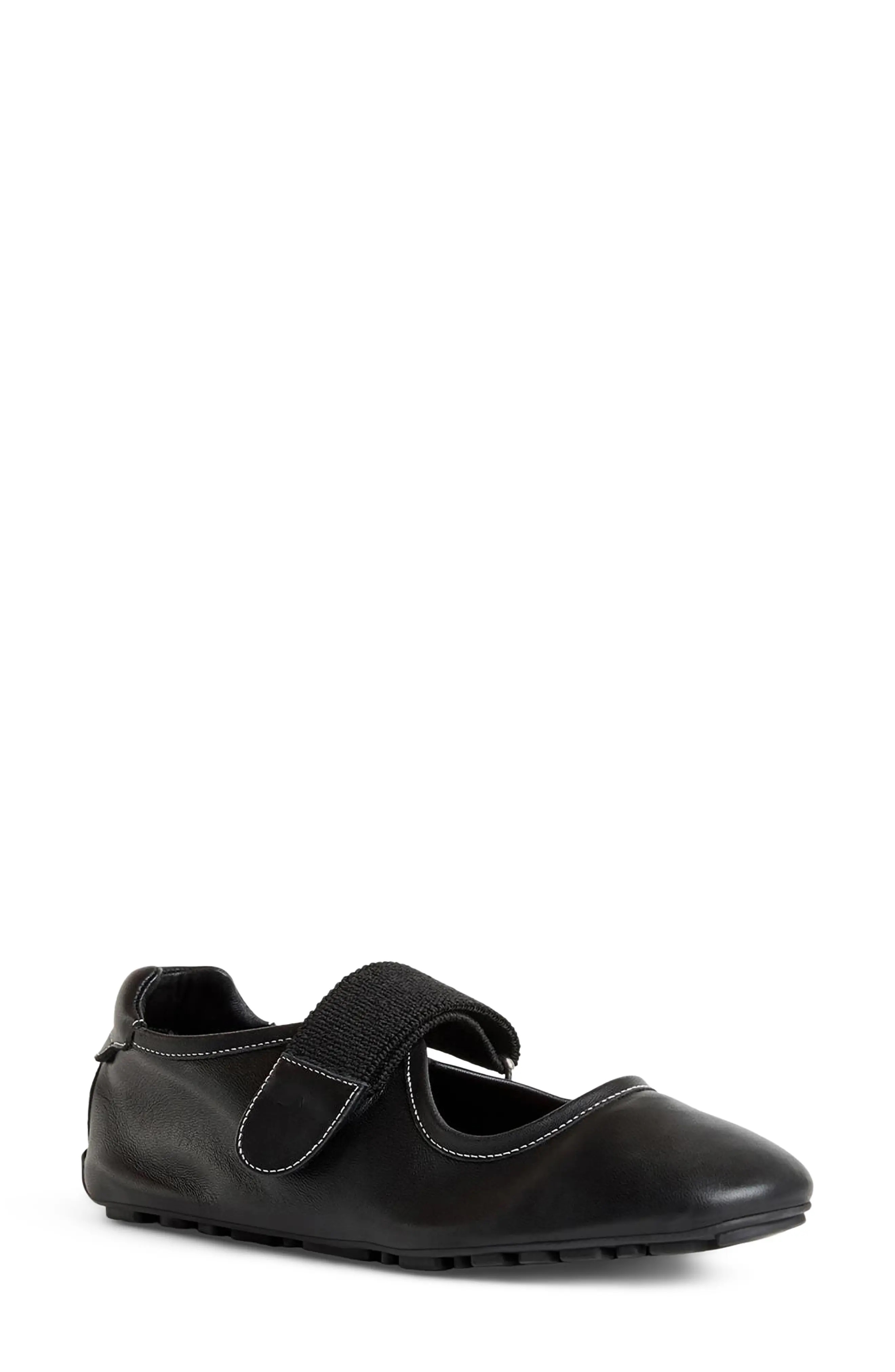 Aquatalia Quero Water Resistant Mary Jane Flat in Black Nappa at Nordstrom, Size 10.5 | Nordstrom