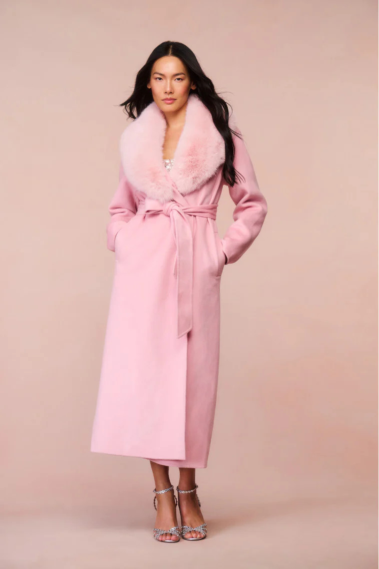 Mahika Wool-Cashmere Faux Fur Collar Coat | LoveShackFancy