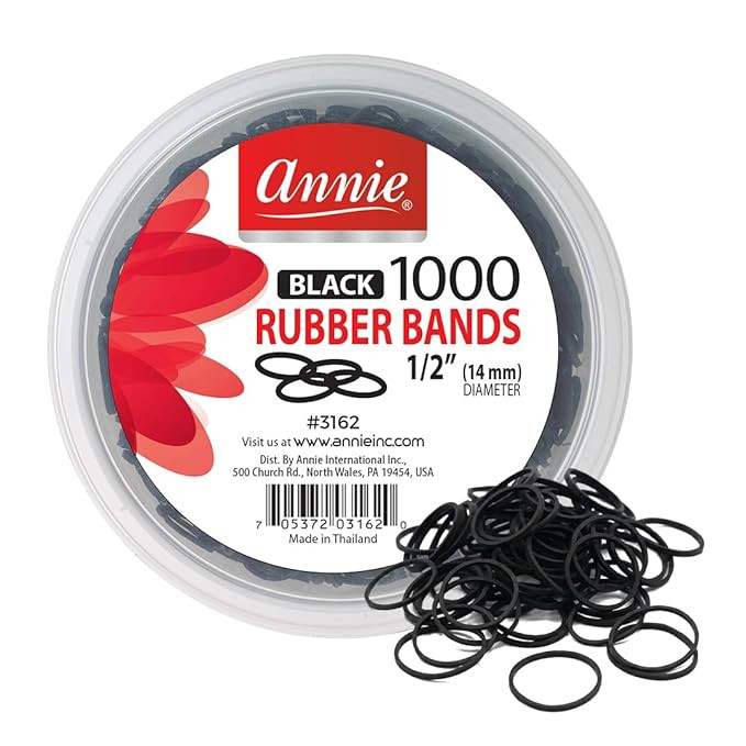 ANNIE 1000 Black Mini Rubber Bands – 1/2″ Durable Elastic Hair & Braiding Bands (Secure, Stre... | Amazon (US)
