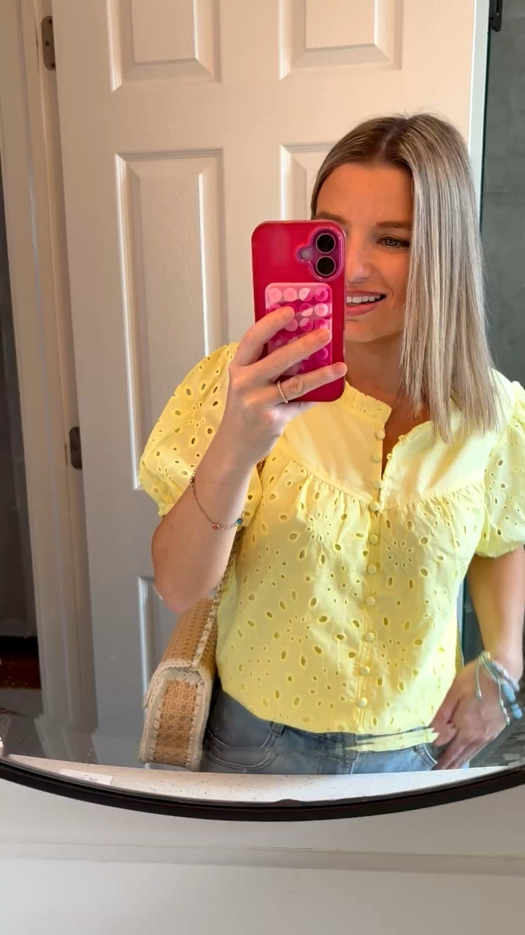Spring butter yellow eyelet blouse! 

#LTKootd #LTKSaleAlert #LTKPetite