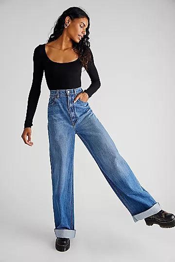 MOTHER Snacks! High-Waisted Funnel Heel Cuff Jeans | Free People (Global - UK&FR Excluded)
