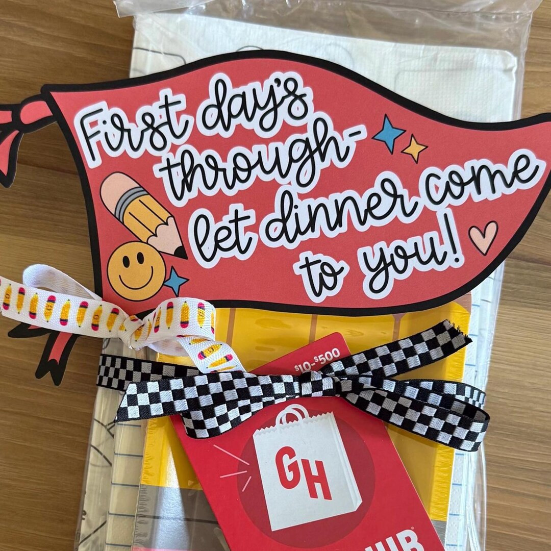 First Day Teacher Gift Pennant – “let Dinner Come to You” Printable Tag for Food Delivery G... | Etsy (US)
