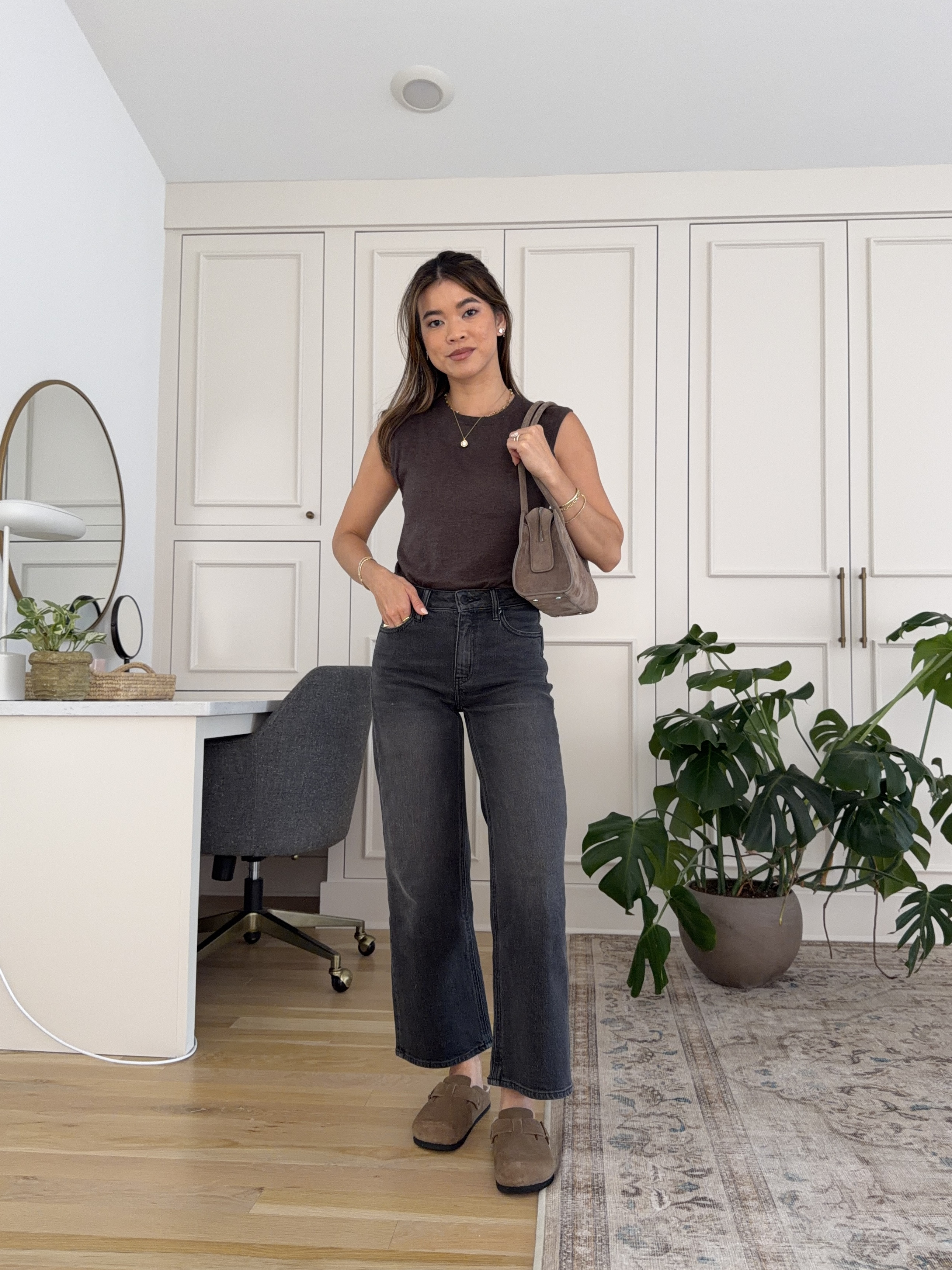 Neutrals for fall! These @Quince jeans are amazing.

Sizing info:
-Quince Lightweight Cotton Cashmere Sweater Tank (Size XS in Mocha Heather) 
-Quince Bella Stretch Wide Leg Jeans (Size 24 Short in Black)

petite fashion, get dressed with me, outfit inspiration, ootd, nashville outfit, Nashville influencer, petite style, vacation style, casual outfits, mom style, petite pants, fall outfits, fall outfit info, fall pants, fall outfit idea, fall top, fall sweater, fall shoes, quince, summer top, fall sweater tank, jeans, petite jeans, black jeans, black denim, quince jeans, wide leg jeans

#LTKootd #LTKSeasonal #LTKPetite