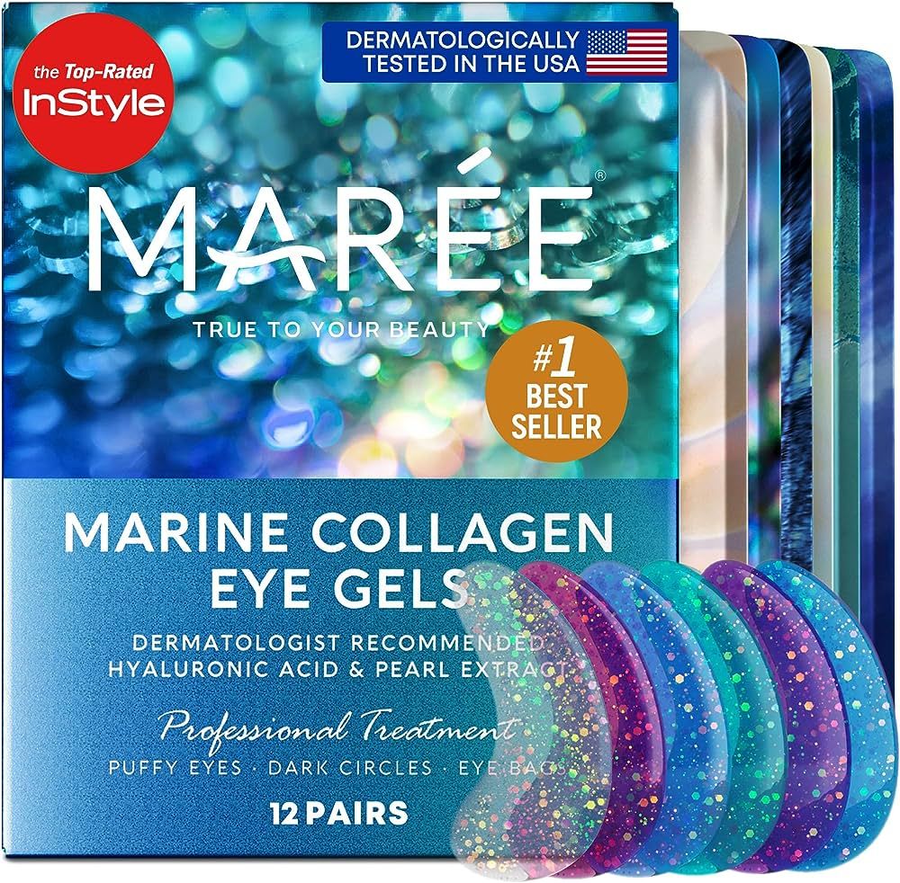 Maree Eye Gel Pads - Reduce Wrinkles, Puffy Eyes, Dark Circles, Eye Bags - Natural Marine Collage... | Amazon (US)