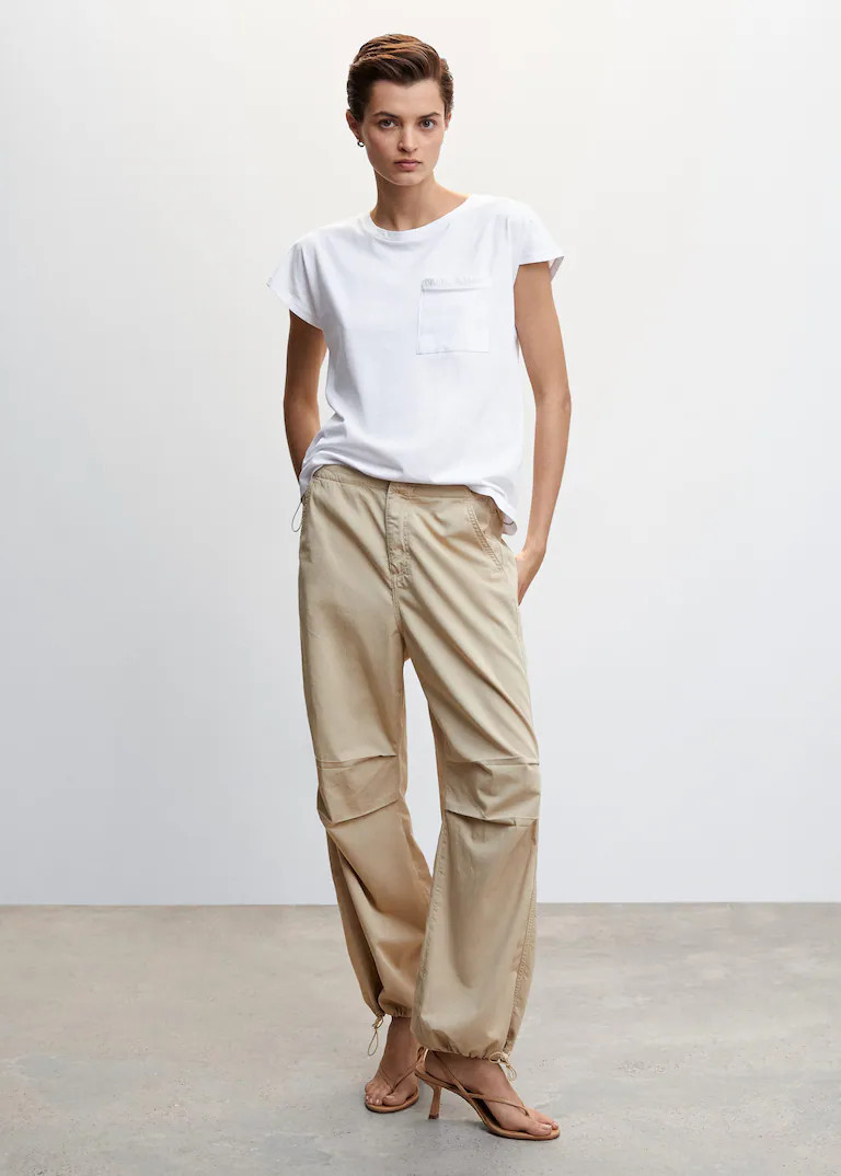 Katoenen blouse met borstzak -  Dames | Mango Nederland | MANGO (NL)