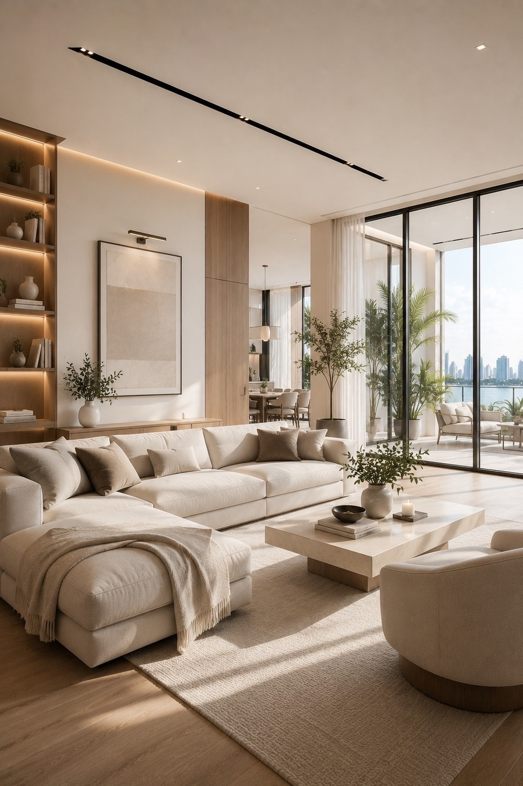 Create a warm and inviting living room with a soft modular sectional, natural oak accents, custom built-in shelving, oversized windows, and layered neutral textures. This organic modern design blends timeless elegance with cozy luxury, creating the perfect space for everyday living and effortless entertaining.

#livingroomdesign #organicmodern #warmmodern #luxurylivingroom #neutralhome #livingroomdecor #modernhome #luxuryinteriors #interiordesign #homedecor #designerhome #cozyhome #minimalisthome #homeinspiration #interiorinspiration #ltkhome #amazonhome #modernluxury #contemporarydesign #livingroominspo