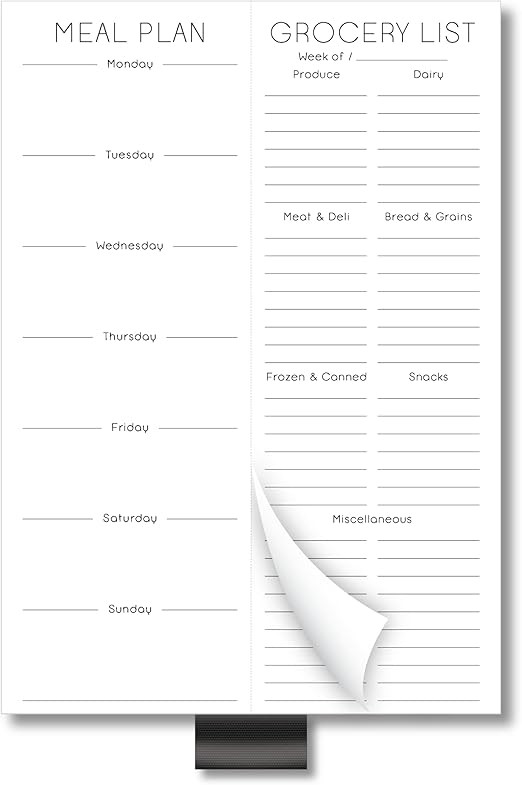 Evercio Meal Plan & Grocery List Magnetic Notepad for Refrigerator | For Shopping Lists Planner O... | Amazon (US)
