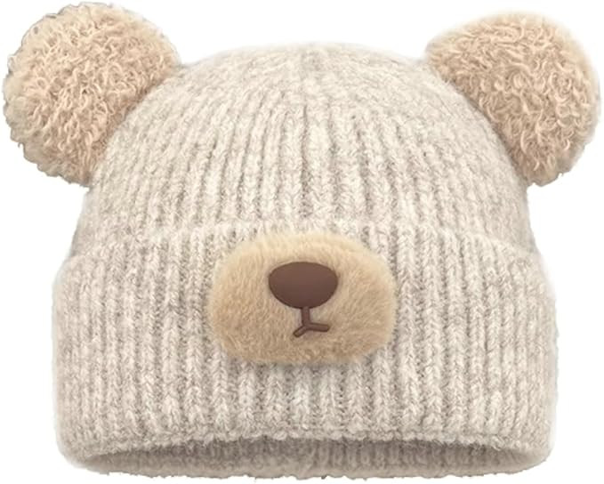 Crochet Beanie Bear Ear Cute Shape Knitted Hats Warm Plush Slouchy Winter Hat Skin-Friendly Fuzzy... | Amazon (US)
