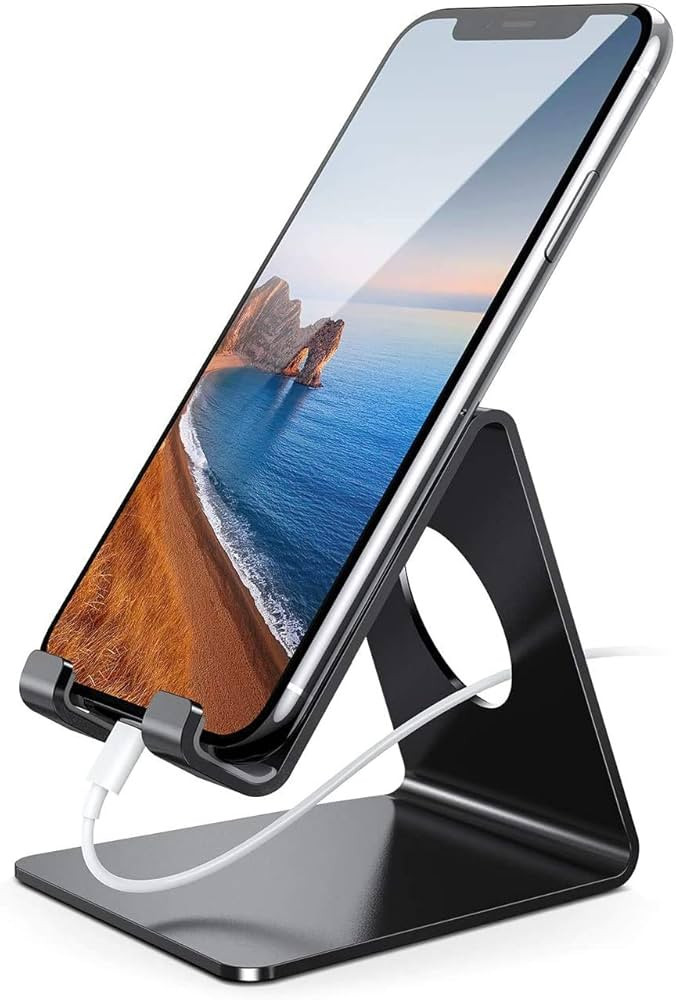 Lamicall Cell Phone Stand, Phone Dock: Cradle, Holder, Stand for Office Desk - Black | Amazon (US)