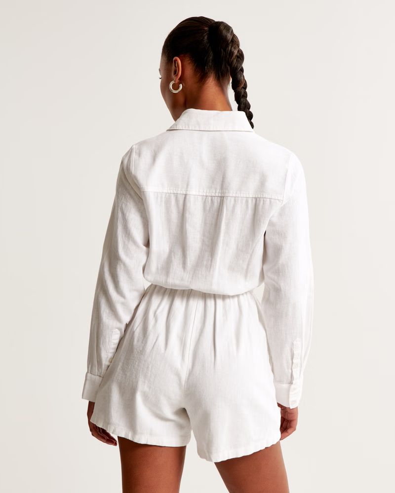 Women's Linen-Blend Easy Waist Romper | Women's Dresses & Jumpsuits | Abercrombie.com | Abercrombie & Fitch (US)