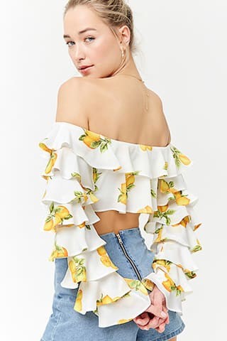 Lemon Print Flounce Crop Top | Forever 21 (US)