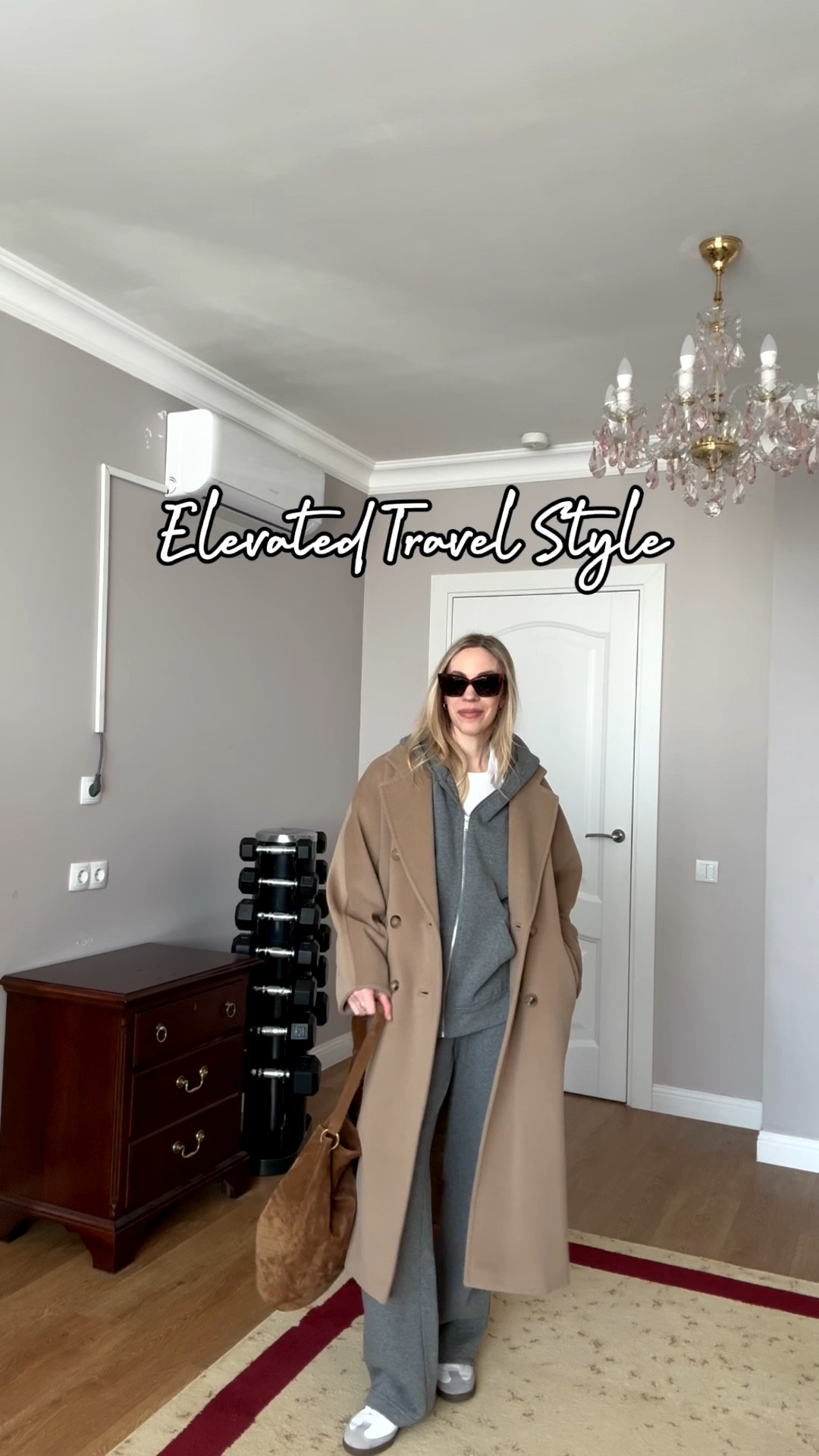 Travel look, camel coat, gray sweatsuit, airport outfit, suede YSL bucket bag

#LTKActive #LTKOver40 #LTKTravel