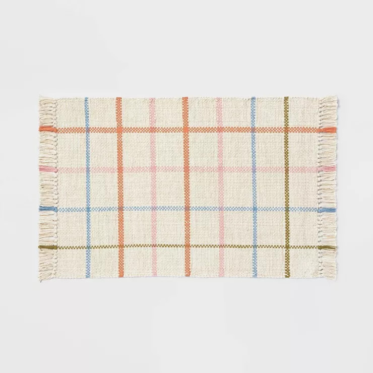 34" x 20" Multi Plaid Rug - Threshold™ | Target