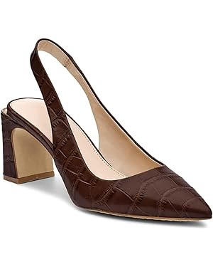 Jeimpoey Womens Slingback Chunky Heels Point-toe Pump Shoes Block Heel Summer Sandals Low-heel Pa... | Amazon (US)