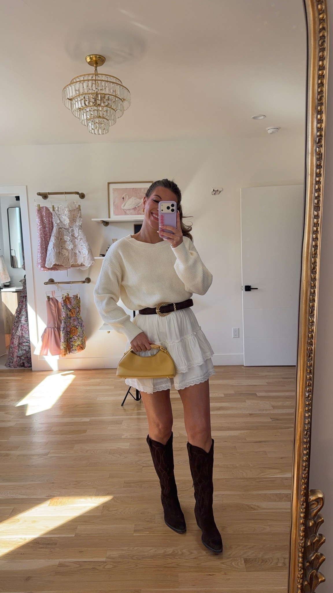 white tiered mini skirt styled with cream sweater, brown belt, and western boots cupshe fall vacation outfit for every girl 🍂 use ‘chic’ for 15% off sitewide on orders $70+ and 20% off sitewide on orders $135+

I’m 5’4” & wearing my usual smalls/2 

fall trip, fall dresses, autumn dresses, fall vacation, winter vacation, fall wedding guest dresses, wedding guest dresses, cocktail dresses, semi-formal dresses, black tie wedding guest dresses, destination wedding guest dresses, garden party dresses, wedding guest outfit ideas, fall dresses, autumn dress, bridal shower, babydoll dress, long sleeve dress

#LTKSeasonal #LTKgrwm #LTKootd