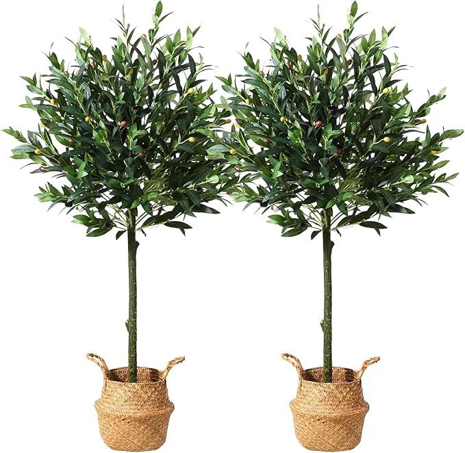 SOGUYI Artificial Olive Tree 4ft Tall Fake Potted Olive Silk Tree Artificial Plant for Home Decor... | Amazon (US)