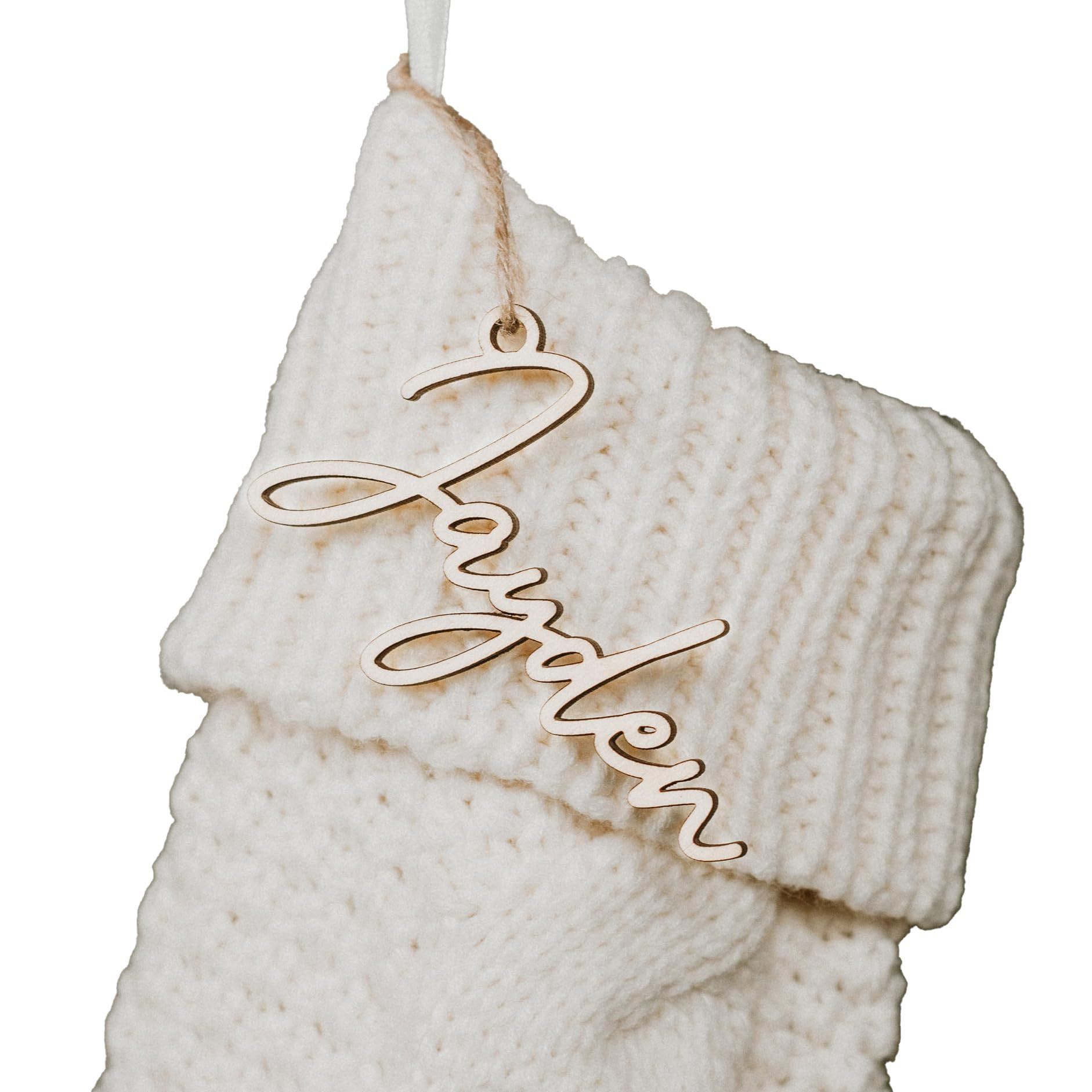 Personalized Christmas Stocking Tags tag - Knit Stocking - Customized Wooden (Tag Only) | Amazon (US)