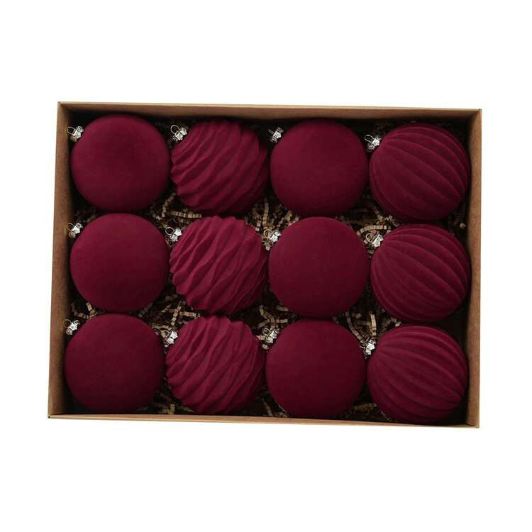 12 Set Velvet Ornaments  | SHEIN