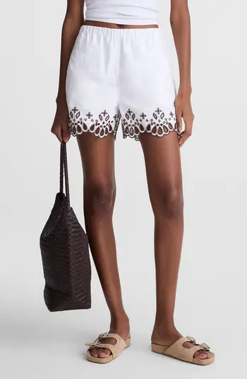 Embroidered Pull-On Poplin Shorts | Nordstrom