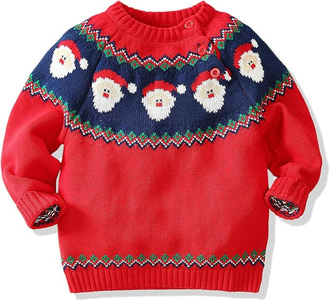Miccina Baby Toddler Boys Christmas Sweater Kids Girls Knit Pullover Sweatshirt Long Sleeve Crew ... | Amazon (US)